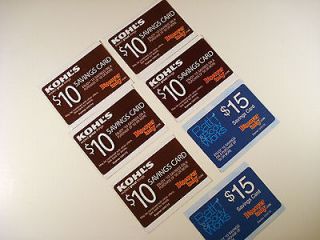 Coupon Cards   (5) Kohls $10 off $50 and (2) Bath & Body Works $ 
