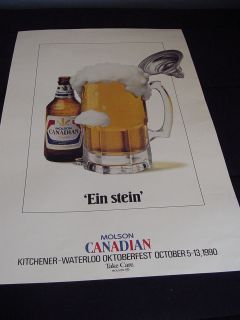 Kitchener Waterloo OKTOBERFEST 1990 MOLSON EIN STEIN POSTER PRINT 