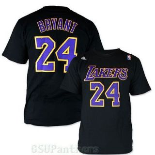 Kobe Bryant LA Lakers Adidas Player Faux Stitch Jersey Black T Shirt 