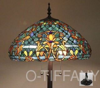   Stained Glass Floor Lamp Azure Sea w/ 20 Shade 1000+ Glass Cuts