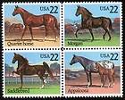   2158a MNH FVF 4Block Quarter Horse Morgan Saddlebred Appaloosa Animal