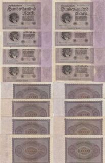 GERMAN, DEALER LOT WEIMAR REPUBLIC(1918 1933) 8 x 100000 MARK JULY 09 