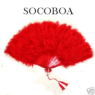 Large Red Feather HAND FAN Halloween Photo Props Party dance 