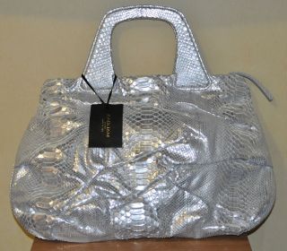 Authentic Zagliani Large Silver Full Python Bag
