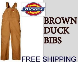 Dickies Mens Rinsed Brown Duck Bib Overalls  34X3​2   DB100RBD 