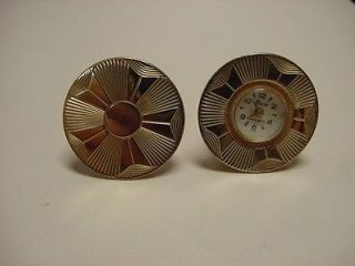 Vintage Lady Nelson Swiss Watch Antique Circle Cuff Links