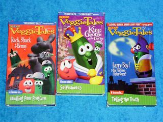 LOT OF 3 VEGGIE TALES VIDEOS   VHS   KING GEORGE & THE DUCKY, ++