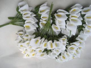 24 white lily Artificial Flower Heads Wedding Card Craft Lot 1.2 