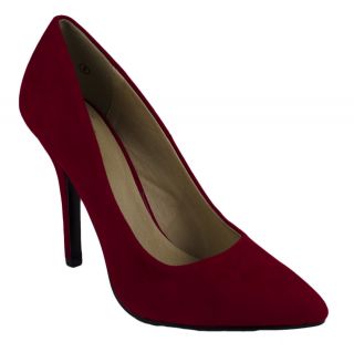   Classic Pointy Toe High Heel Dress Pumps Lipstick Red Faux Suede Lami