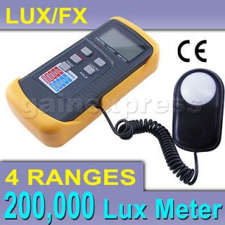 LX1330B Digital LCD 4 Range Light Level Meter 200,000 Lux Foot Candle 
