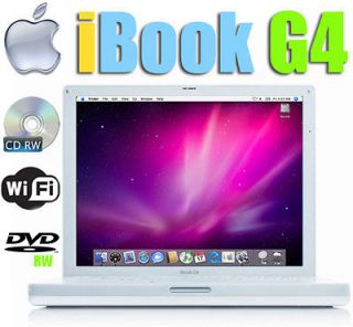 APPLE LAPTOP IBOOK G4 MAC + 14 LCD +1.42GHz +60GB +DVD/CDRW +WiFi 