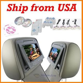   Headrest 7 LCD Car Monitor pillow SONY DVD Player NEW CA USA shipping