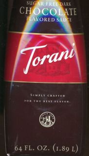 Torani Sugar Free Dark Chocolate Sauce HUGE 64oz. FAST  