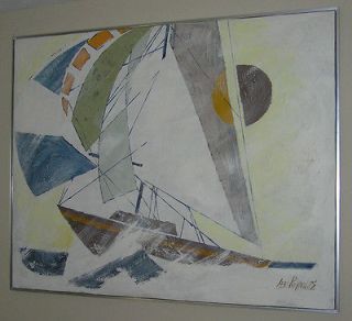 LEE REYNOLDS PAINTING SAILBOAT 49 X 61 SIGNED W NUMBER ON BACK AND 