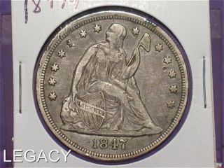 1847 P Silver Seated Liberty Dollar ~ Full Liberty(RES+