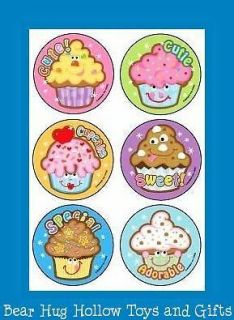 18 Cupcake Cuties Scratch & Sniff Scented Stickers Party Favors
