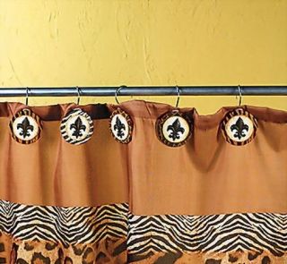   Fleur De Lis Shower Curtain Hooks Zebra Tiger Leopard Cheetah NEW