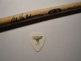 Eddie Van Halen Guitar Pick + Alex Van Halen Stage Used Drumstick 2012 