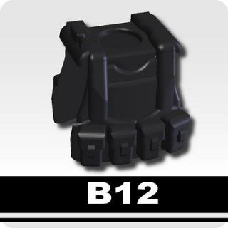 Black Assault Tactical Vest swat police compatible w/ minifigs 