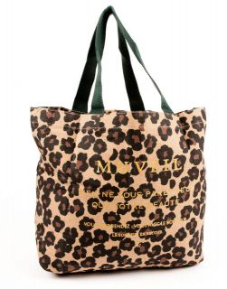 Leopard Print Handbag Paris Brown Black Bags Shoudler Paw Gold Writing 