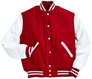 red white varsity jacket in Coats & Jackets
