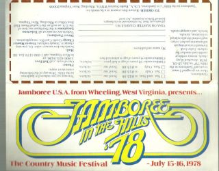 1978 Jamboree in the Hills 78 Country Music brochure