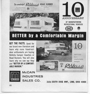 1969 Vintage Ad Revella Travel Trailers and Pickup Campers Lima,Ohio