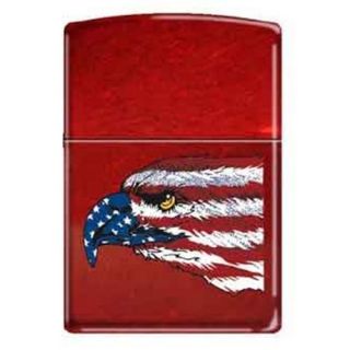   Eagle And Patriotic Flag On A Candy Apple Red Zippo Lighter 851679