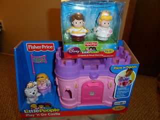 FISHER PRICE LITTLE PEOPLE PLAY N GO CASTLE , CINDERELLA AND PRINCE 