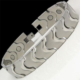  POWER MAGNETIC THERAPY Stainless Steel Link Bracelet 8.75 15mm NEW