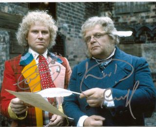 DR WHO signed 10x8   Colin Baker & Geoffrey Hughes (deceased)