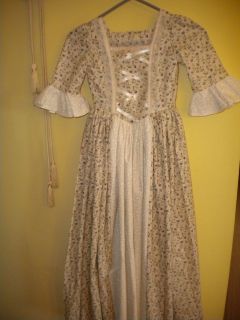   Cream Brown Teal Girl Williamsburg Prairie Colonial Dress RTS Size 6/7