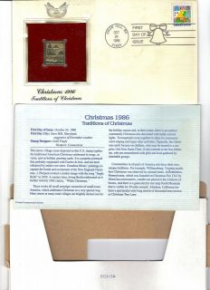 Gold Stamp First Day of Issue Christmas 1986 Snow Hill, MD Oct 24 1986