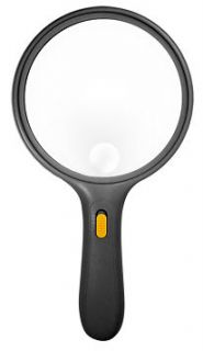 Large 5 1/2 Diameter Illuminated Magnifer Magnifying Glass Lens 4X 