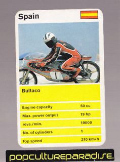 BULTACO 50 cc Racing Motorcycle 1970s TOP TRUMPS CARD