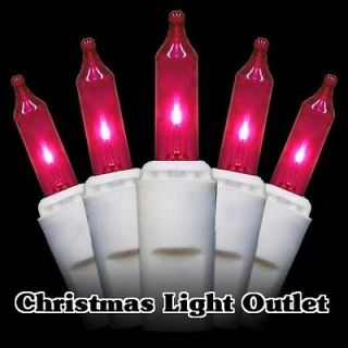 50 Mini Pink In/Outdoor Christmas Party Incandescent Lights Set 14ft 