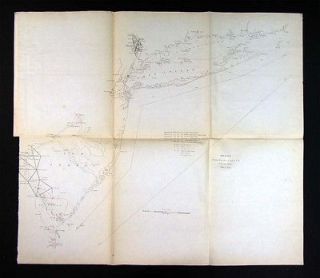 1851 US Coast Survey Map New York Manhattan Long Island Jersey 
