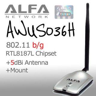 Alfa AWUS036H USB WiFi Adapter Wireless G +5dBi Antenna REALTEK 