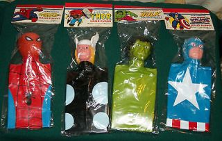 vintage Imperial Marvel HAND PUPPET MIP x4 Spider Man Hulk Thor 