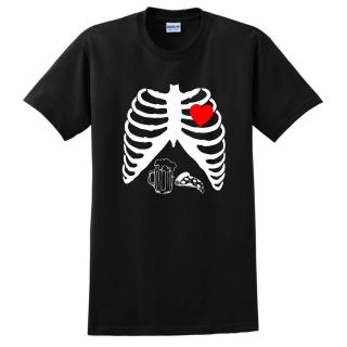 Pregnant Beer And Pizza Skeleton T Shirt Dad To Be Baby Newborn 