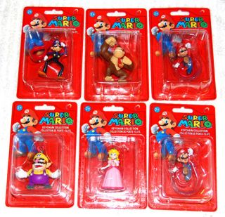 Super Mario Mini Figure Keychain Mario​,Prach,Donkey Kong, Wario