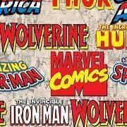 Marvel Comics Superhero Names on Beige Fabric Fat Quarter