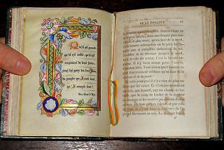 FRENCH Devotional VELLUM Illuminated RELIGIOUS Manuscript 1888 FINE 