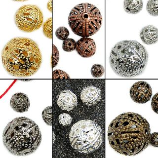   8mm,10​mm,12mm,Silver​,Gold,Copper,B​ronze,Filigree Spacer Beads