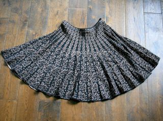 AZZEDINE ALAIA Silk CUTOUT Pleated Flared Full Skirt Size Small FR 38 