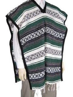 Mexican Poncho SERAPE Blanket Costume Hunter Green