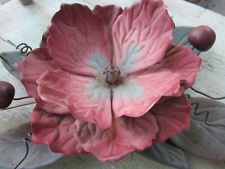   ~LARGE METAL~TABLE/WALL~CHIC~RED WINE/BURGUNDY/WILD*ROSE FLOWER~DECOR