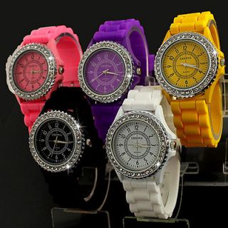   New Cute Stylish Silicone Crystal Teenagers Lady Girls Jelly Watch,A14