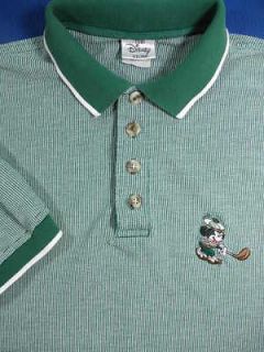   Store Green & White Mickey Mouse Golf Logo Polo Shirt Mens M Damaged