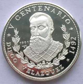 Cuba 1991 Diego Velazquez 10 Pesos 1oz Silver Coin,Proof